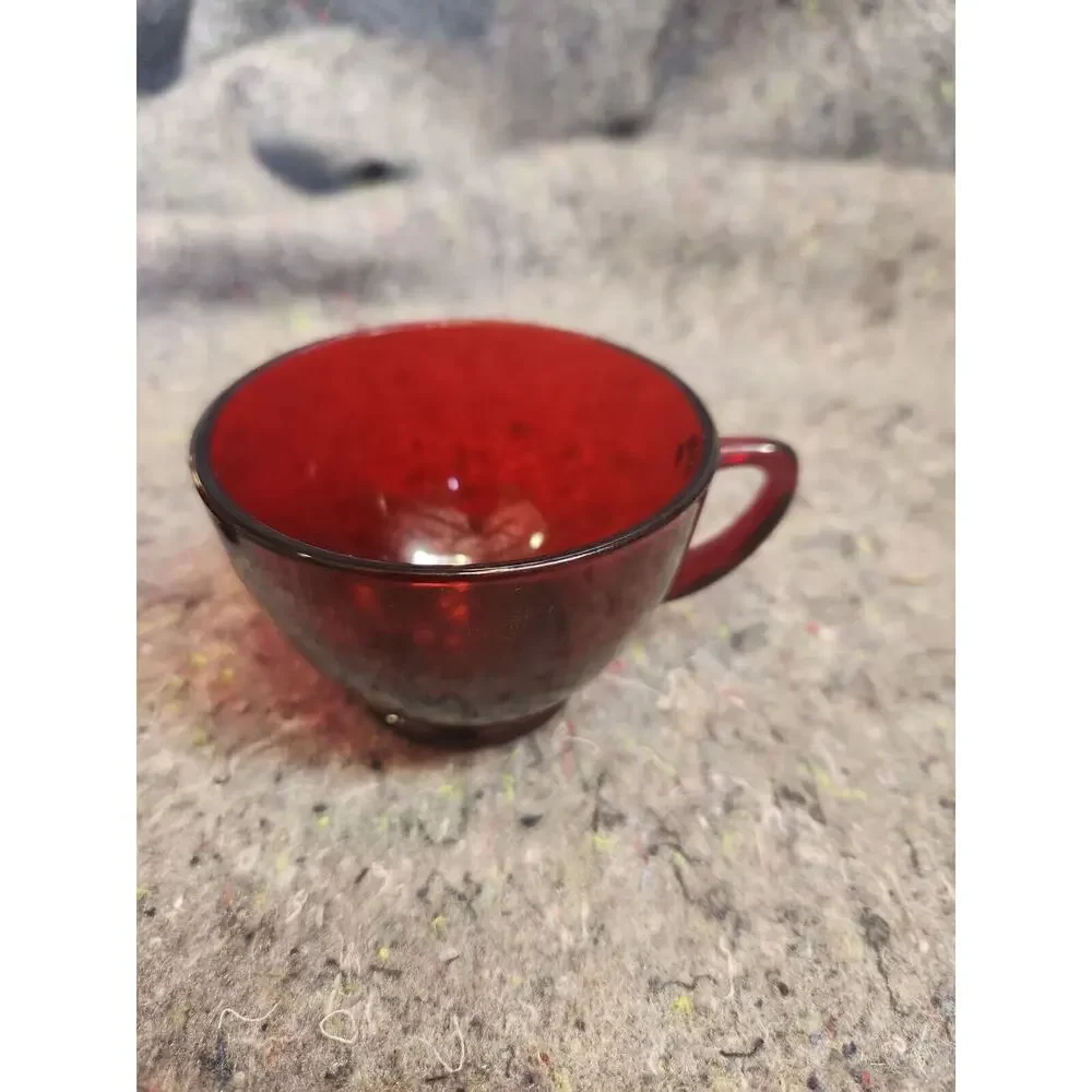 Vintage Anchor Hocking Royal Ruby Red Glass Punch Cups Tea 2 pieces 4oz